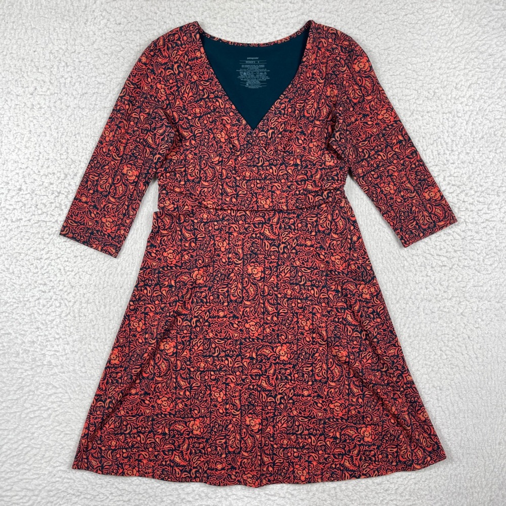 Patagonia Dress Womens Small Red Amber Dawn Organic Cotton Floral Boho Gorpcore